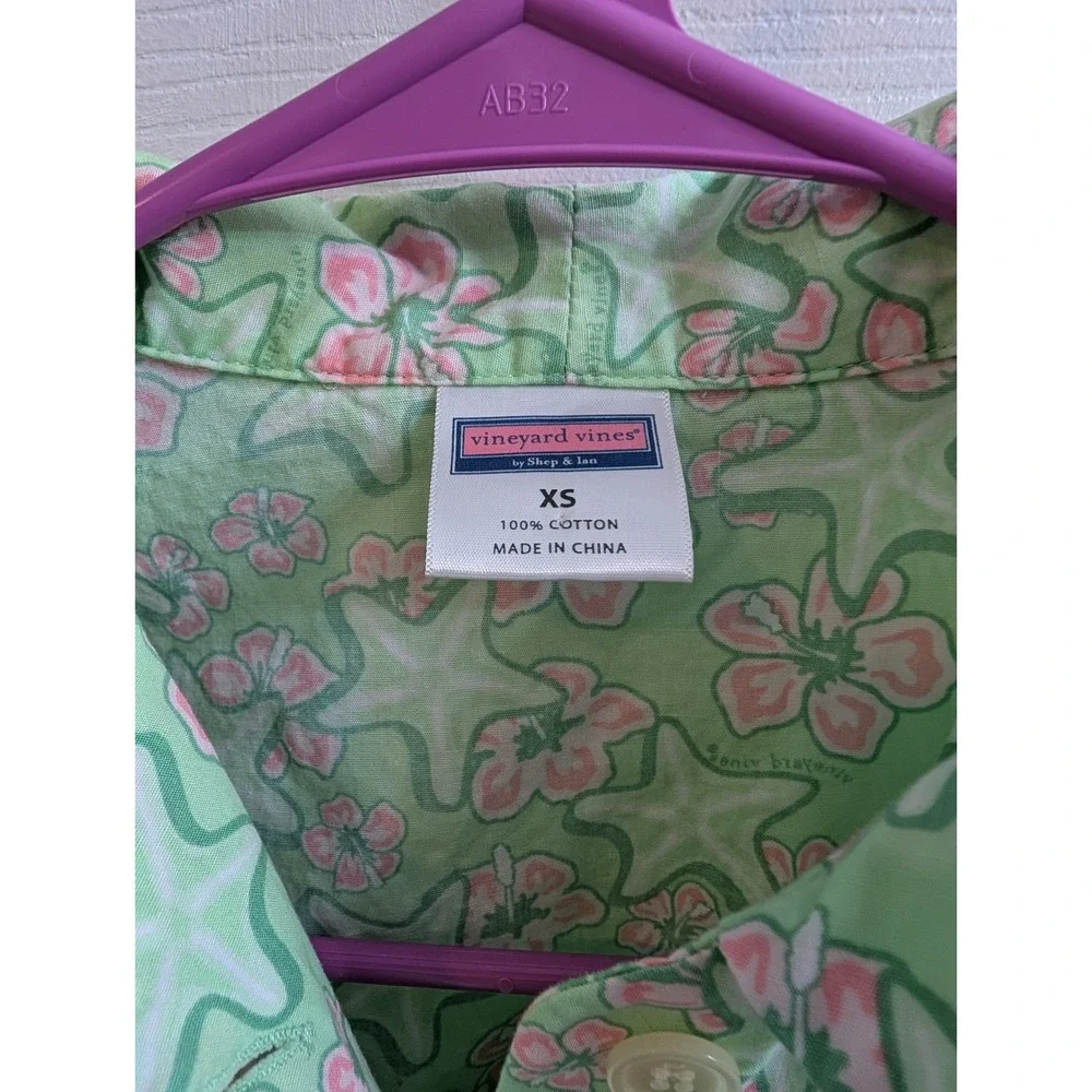 Vineyard Vines Women's Pajama Top‎ Starfish Floral Print Long Sleeve - Size XS